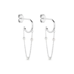 Histoire d'Or Créoles Polka Argent Blanc Discount