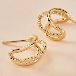 Histoire d'Or Créoles Preeti Plaqué Or Jaune Discount