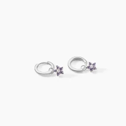 Histoire d'Or Créoles Purple Bloom Argent Blanc Oxyde De Zirconium Online