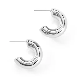 Histoire d'Or Créoles Riga acier blanc sans pierre Hot