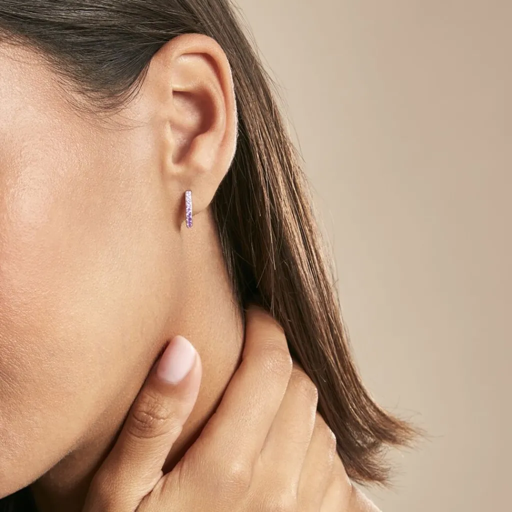 Histoire d'Or Créoles Rio Argent Blanc Oxyde De Zirconium argent blanc oxyde violet Clearance