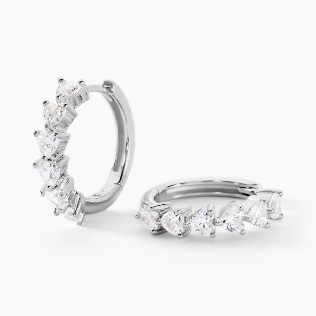 Histoire d'Or Créoles Roanne Argent Blanc Oxyde De Zirconium Clearance