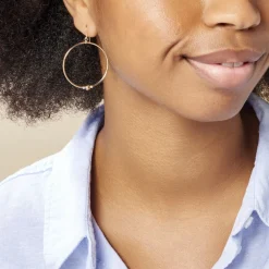 Histoire d'Or Créoles Rosa Billes Diamantees Or Jaune