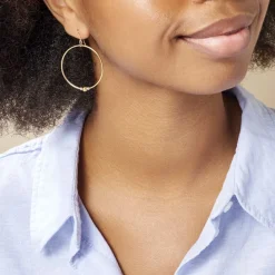 Histoire d'Or Créoles Rosa Billes Diamantees Or Jaune