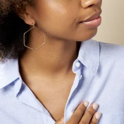 Histoire d'Or Créoles Roseane Hexagone Or Jaune New