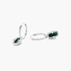 Histoire d'Or Créoles Serafine Argent Blanc Malachite Oxyde De Zirconium Hot