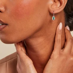 Histoire d'Or Créoles Serafine Argent Blanc Malachite Oxyde De Zirconium Hot