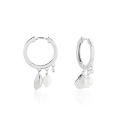 Histoire d'Or Créoles Shehla Argent Blanc Perle De Culture Oxyde De Zirconium