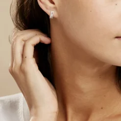 Histoire d'Or Créoles Sophie Rondes Argent Blanc Oxyde De Zirconium Sale