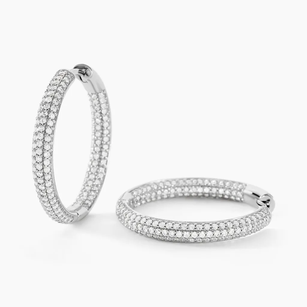 Histoire d'Or Créoles Suzel Argent Blanc Oxyde De Zirconium