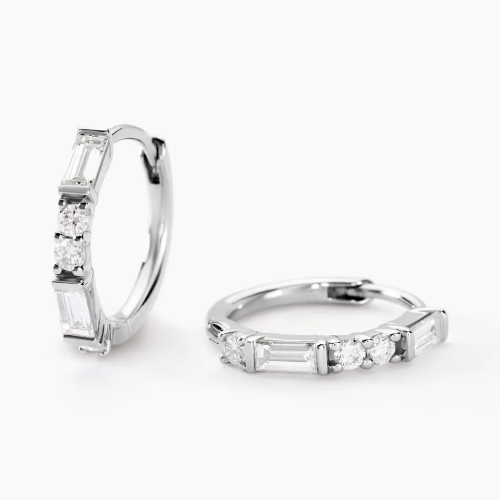 Histoire d'Or Créoles Taranis Or Blanc Diamant Synthétique Best