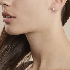 Histoire d'Or Créoles Tuna Rondes Argent Blanc Oxyde De Zirconium Sale