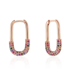 Histoire d'Or Créoles Urban Call De Synthese Oxyde De Zirconium argent rose pierre New