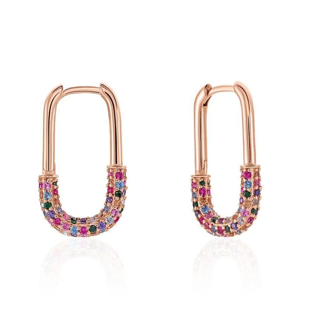 Histoire d'Or Créoles Urban Call De Synthese Oxyde De Zirconium argent rose pierre New