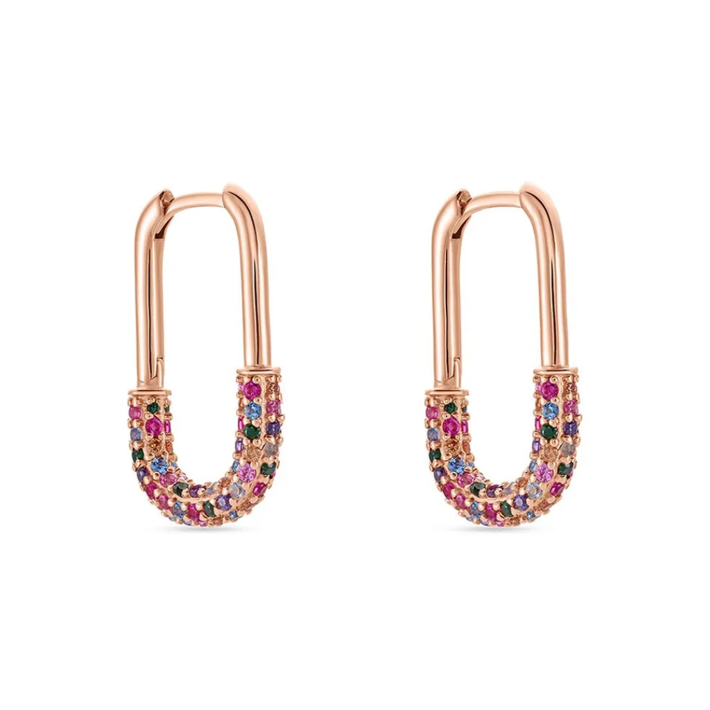 Histoire d'Or Créoles Urban Call De Synthese Oxyde De Zirconium argent rose pierre New