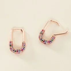 Histoire d'Or Créoles Urban Call De Synthese Oxyde De Zirconium argent rose pierre New