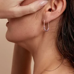 Histoire d'Or Créoles Urban Call De Synthese Oxyde De Zirconium argent rose pierre New