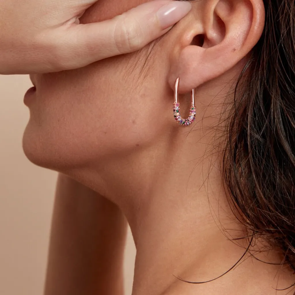 Histoire d'Or Créoles Urban Call De Synthese Oxyde De Zirconium argent rose pierre New