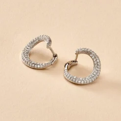 Histoire d'Or Créoles Uwe Argent Blanc Oxyde De Zirconium New