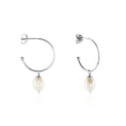 Histoire d'Or Créoles Walli Argent Blanc Perle De Culture Sale