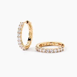 Histoire d'Or Créoles Zoelia De Zirconium plaqué or jaune oxyde Clearance