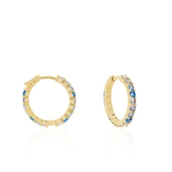 Histoire d'Or Créoles Zoelia Rondes Plaqué Or Jaune Pièrres De Synthèse plaqué or jaune pierre bleu Online