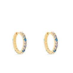 Histoire d'Or Créoles Zoelia Rondes Plaqué Or Jaune Pièrres De Synthèse plaqué or jaune pierre bleu Online