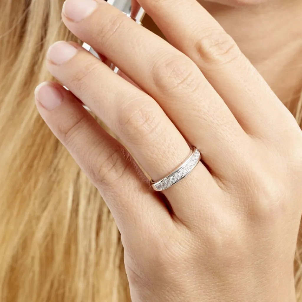 Histoire d'Or Demi Alliance Heket Argent Blanc Oxyde De Zirconium Best