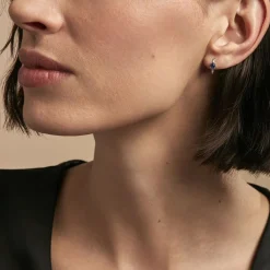 Histoire d'Or Demi Créoles Barrett Diamant or blanc saphir New