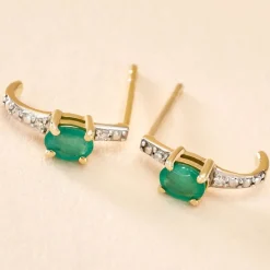 Histoire d'Or Demi Créoles Barrett Or Jaune Emeraude Diamant or jaune émeraude Sale