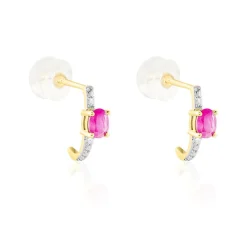 Histoire d'Or Demi Créoles Barrett Diamant or jaune rubis Best