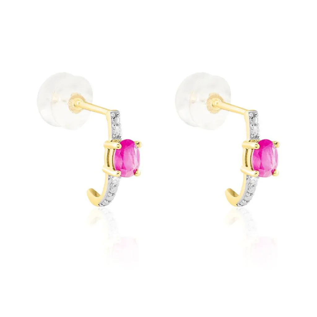 Histoire d'Or Demi Créoles Barrett Diamant or jaune rubis Best