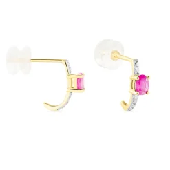 Histoire d'Or Demi Créoles Barrett Diamant or jaune rubis Best