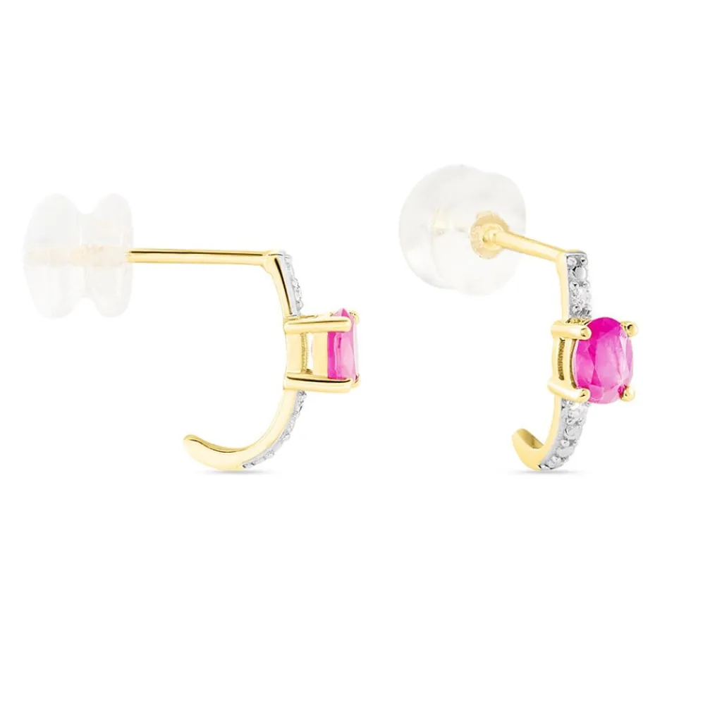 Histoire d'Or Demi Créoles Barrett Diamant or jaune rubis Best