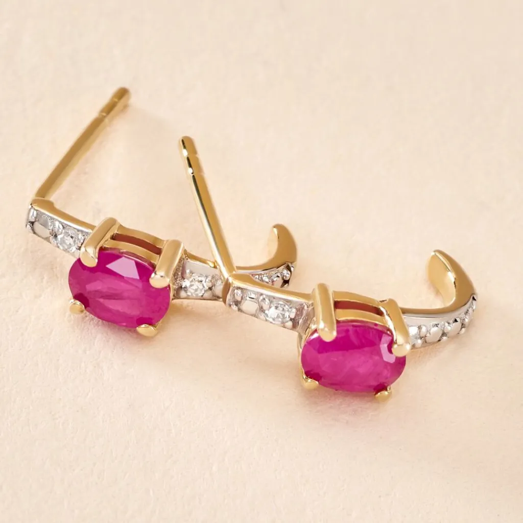 Histoire d'Or Demi Créoles Barrett Diamant or jaune rubis Best