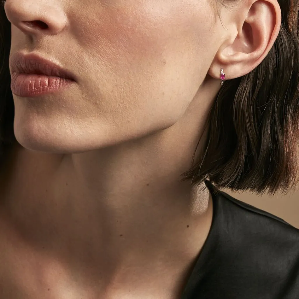 Histoire d'Or Demi Créoles Barrett Diamant or jaune rubis Best