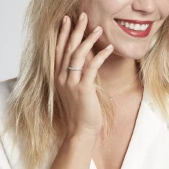 Histoire d'Or Demi-alliance Or Blanc  Valentine Diamant Synthetique Outlet