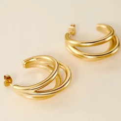 Histoire d'Or Demi-créoles Josephine Acier Doré New