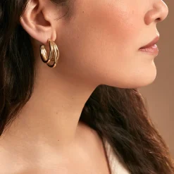 Histoire d'Or Demi-créoles Josephine Acier Doré New