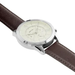 ARCTIK Montre Apex Crème cadran argenté fond cr&egrave;me bracelet cuir marron Outlet