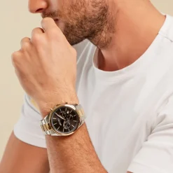 ARCTIK Montre Aube Noir cadran bicolore fond noir bracelet acier bicolore Discount