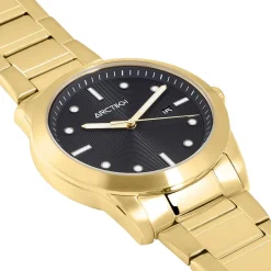 ARCTIK Montre Element Noir cadran doré fond noir bracelet acier doré