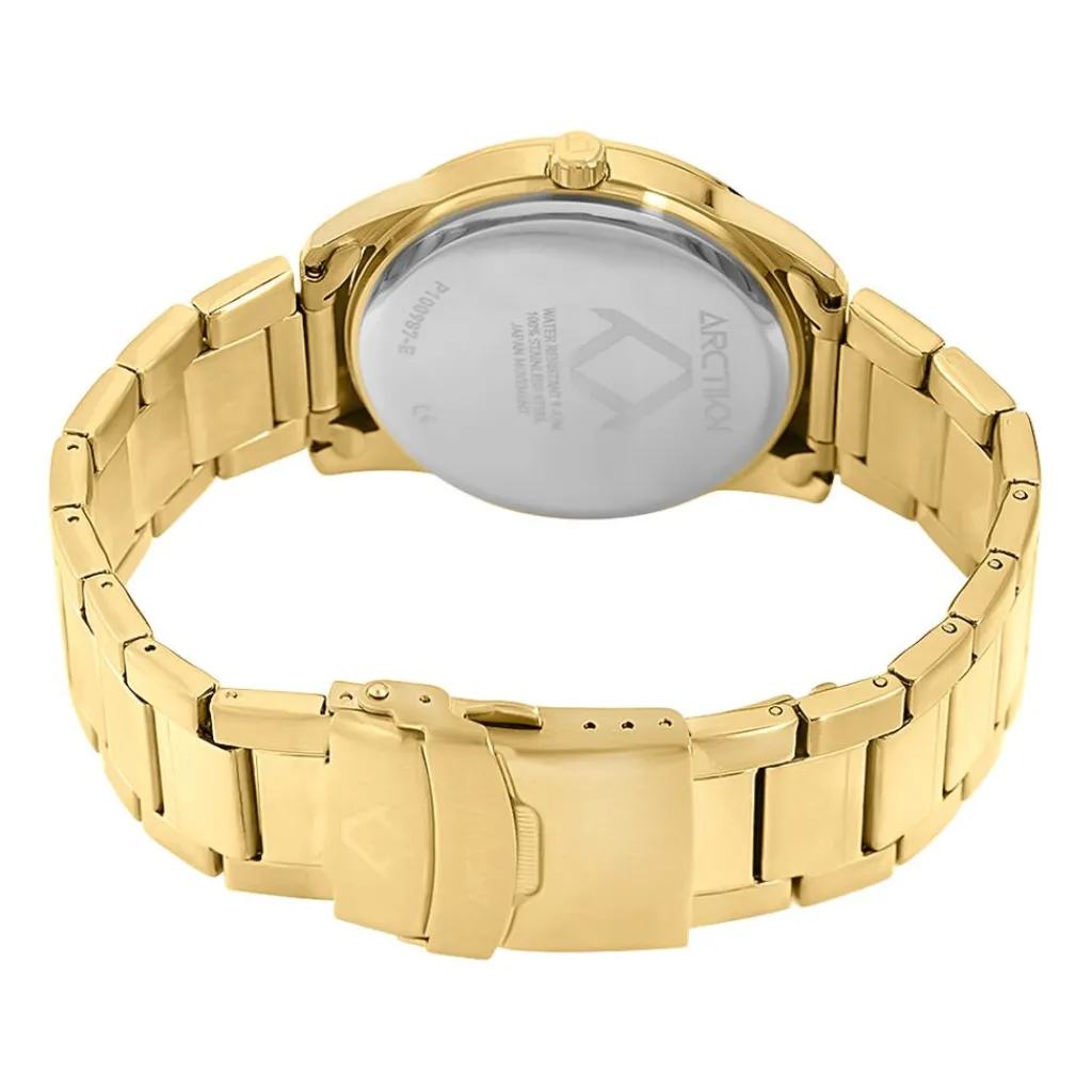 ARCTIK Montre Element Noir cadran doré fond noir bracelet acier doré