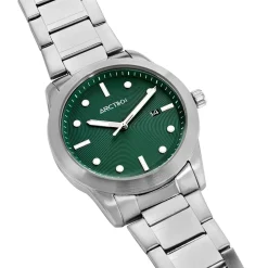 ARCTIK Montre Element Vert cadran argenté fond vert bracelet acier argenté Sale