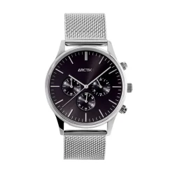 ARCTIK Montre Escale Noir cadran argenté fond noir bracelet acier argenté Clearance