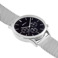 ARCTIK Montre Escale Noir cadran argenté fond noir bracelet acier argenté Clearance