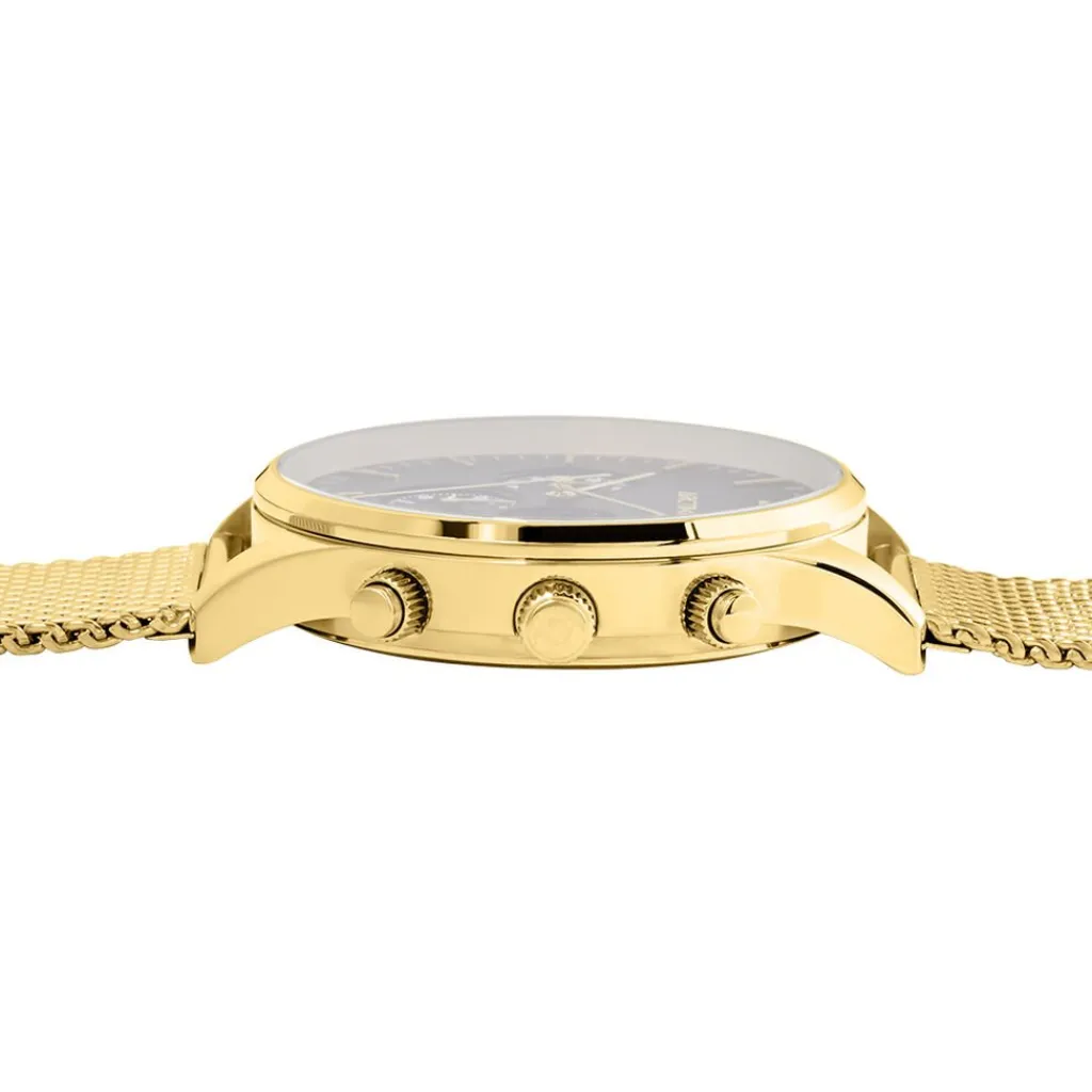 ARCTIK Montre Escale Noir cadran doré fond noir bracelet acier doré Discount