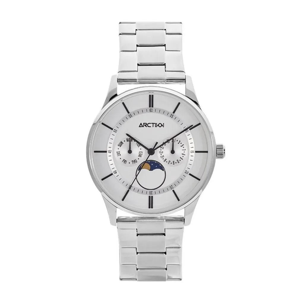 ARCTIK Montre Horizon Argenté cadran argenté fond argenté bracelet acier argenté Hot