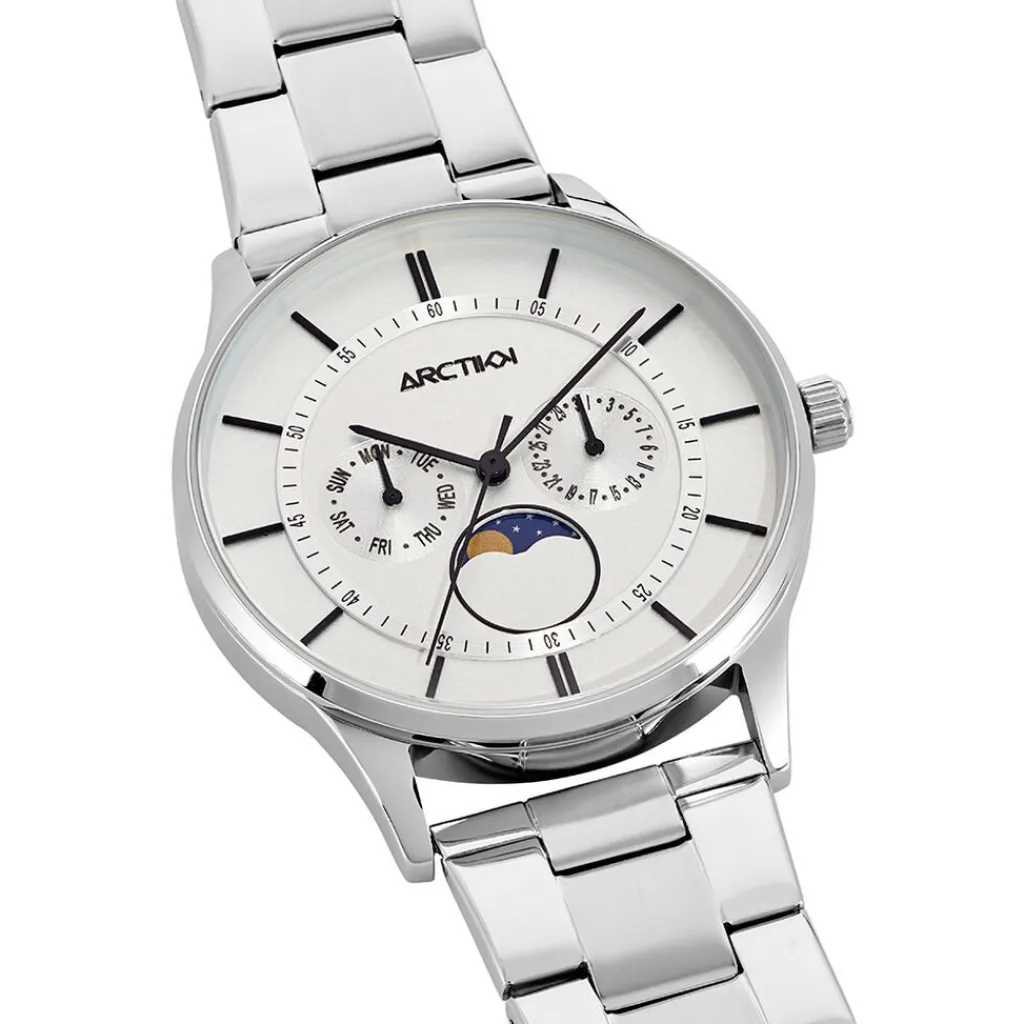 ARCTIK Montre Horizon Argenté cadran argenté fond argenté bracelet acier argenté Hot