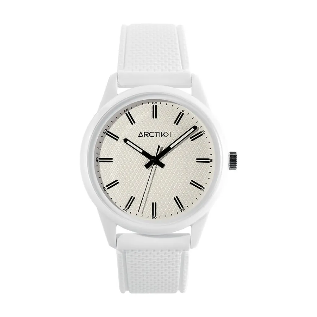 ARCTIK Montre Impact Blanc cadran blanc fond blanc bracelet silicone blanc Sale